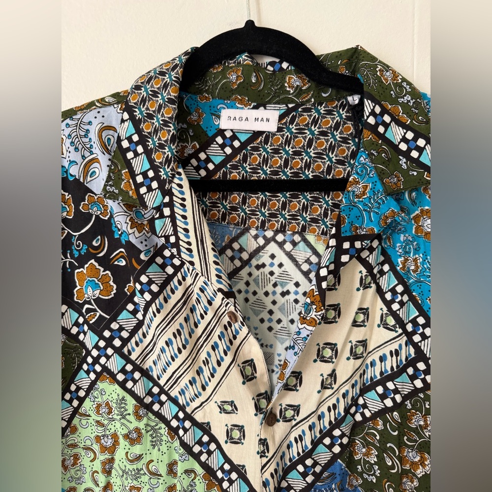 RAGA Arnav Multicolor Patchwork Button Down Men S… - image 4